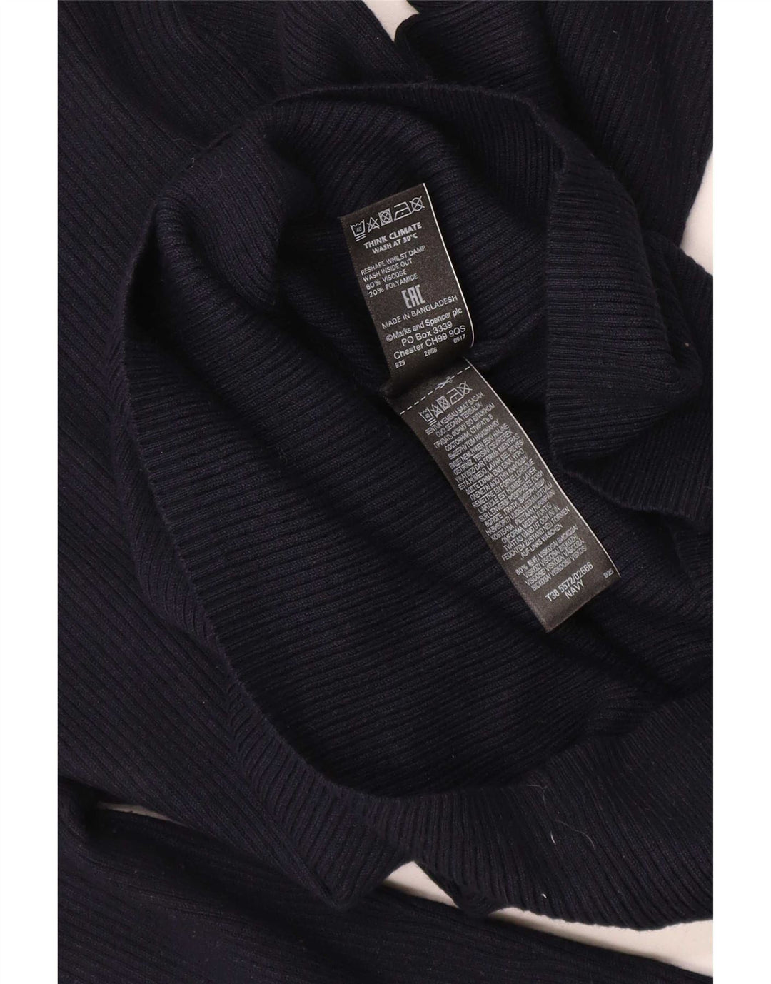 Marks & Spencer Womens Roll Neck Jumper Sweater UK 12 Medium Navy Blue