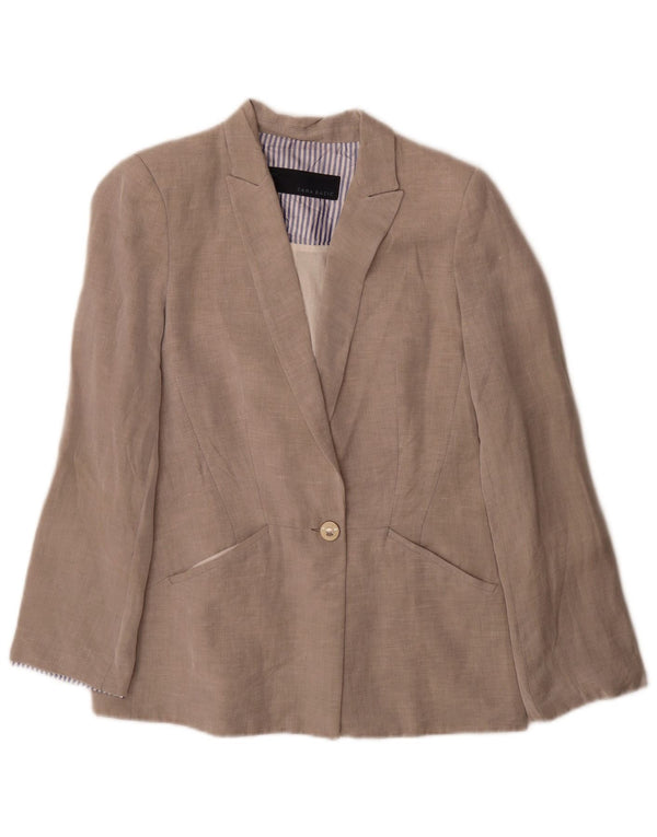 Zara Womens 1 Button Blazer Jacket UK 12 Medium Grey