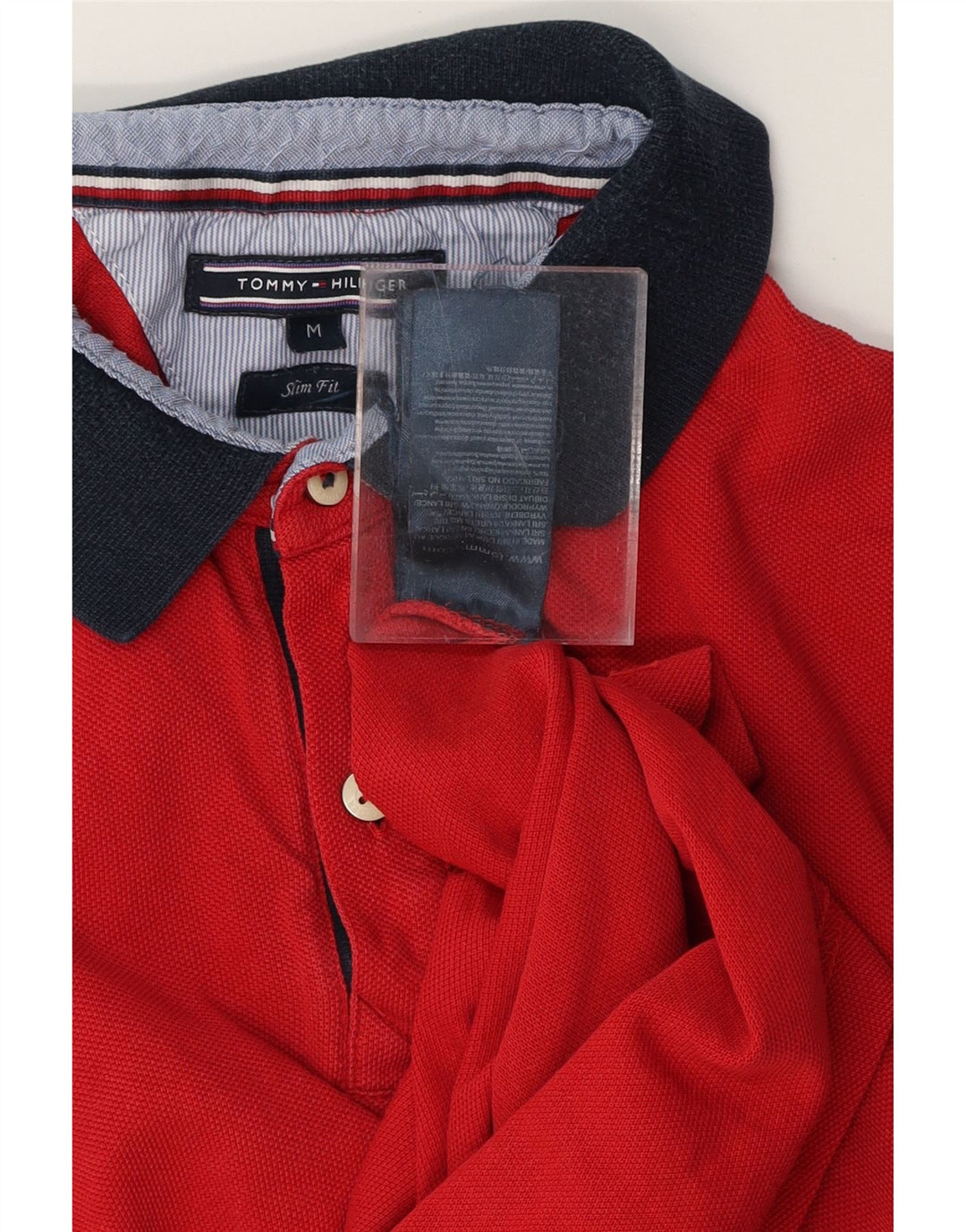 TOMMY HILFIGER Mens Slim Fit Polo Shirt Medium Red Cotton Vintage Tommy Hilfiger and Second-Hand Tommy Hilfiger from Messina Hembry 