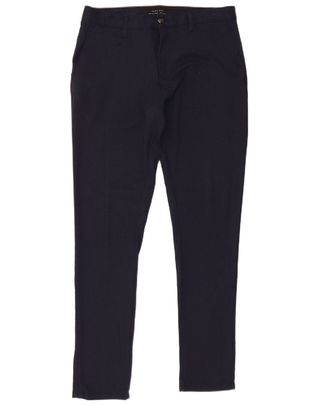 Zara Mens Slim Chino Trousers EU 40 Medium W31 L30 Navy Blue Polyester