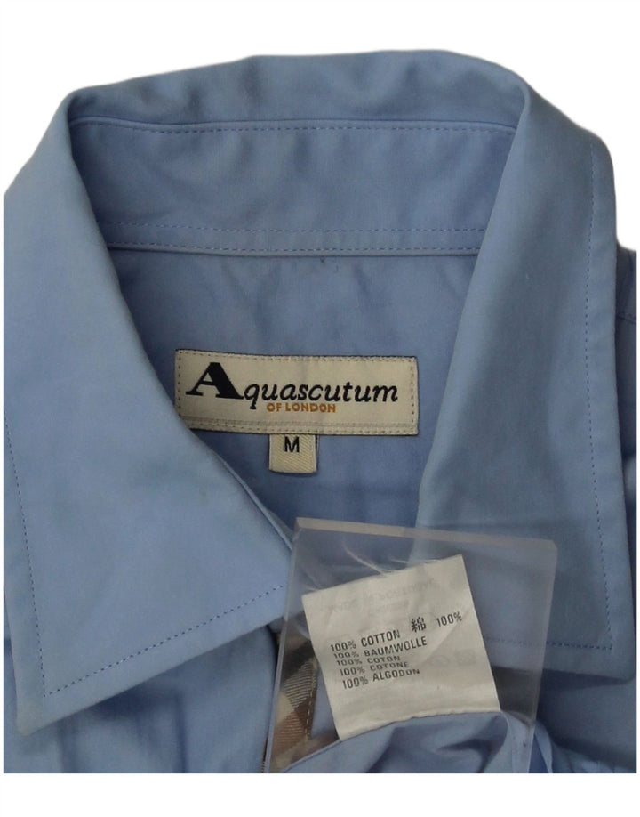 Aquascutum Mens Short Sleeve Shirt Medium Blue Cotton