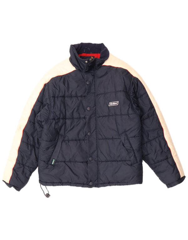 Kickers Mens Padded Jacket UK 38 Medium Navy Blue Colourblock Nylon