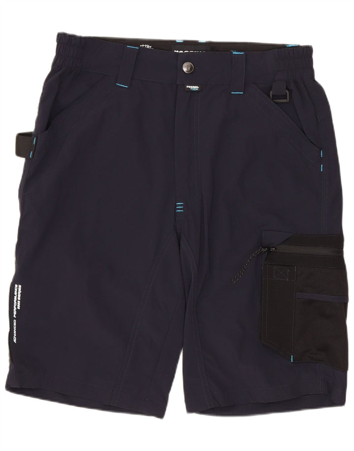 VINTAGE Mens Cargo Shorts Medium W30 Navy Blue Polyamide