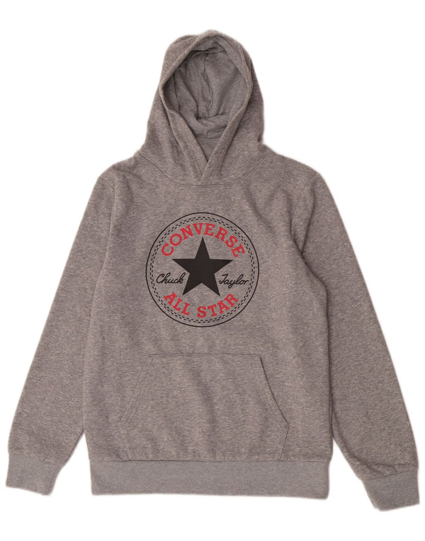 Converse Boys Graphic Hoodie Jumper 13-14 Years XL Grey Flecked Cotton