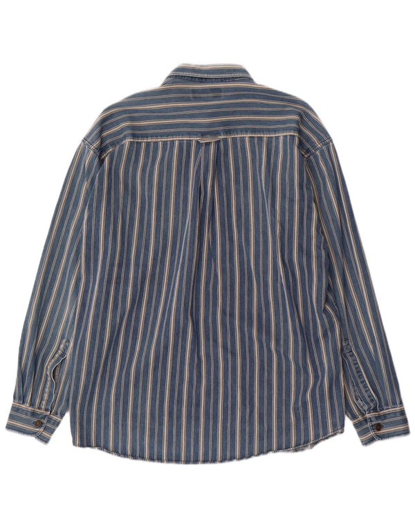 Marks & Spencer Mens Shirt Medium Blue Striped Cotton
