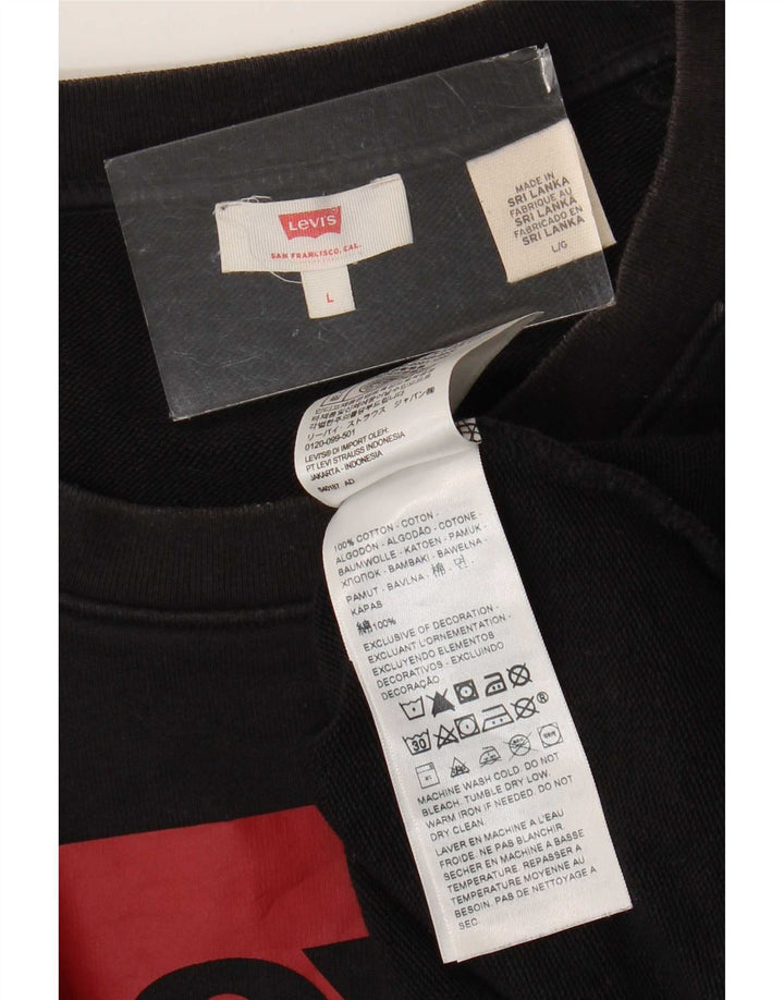 Levi's Womens Graphic Sweatshirt Jumper UK 16 Large Black Cotton
