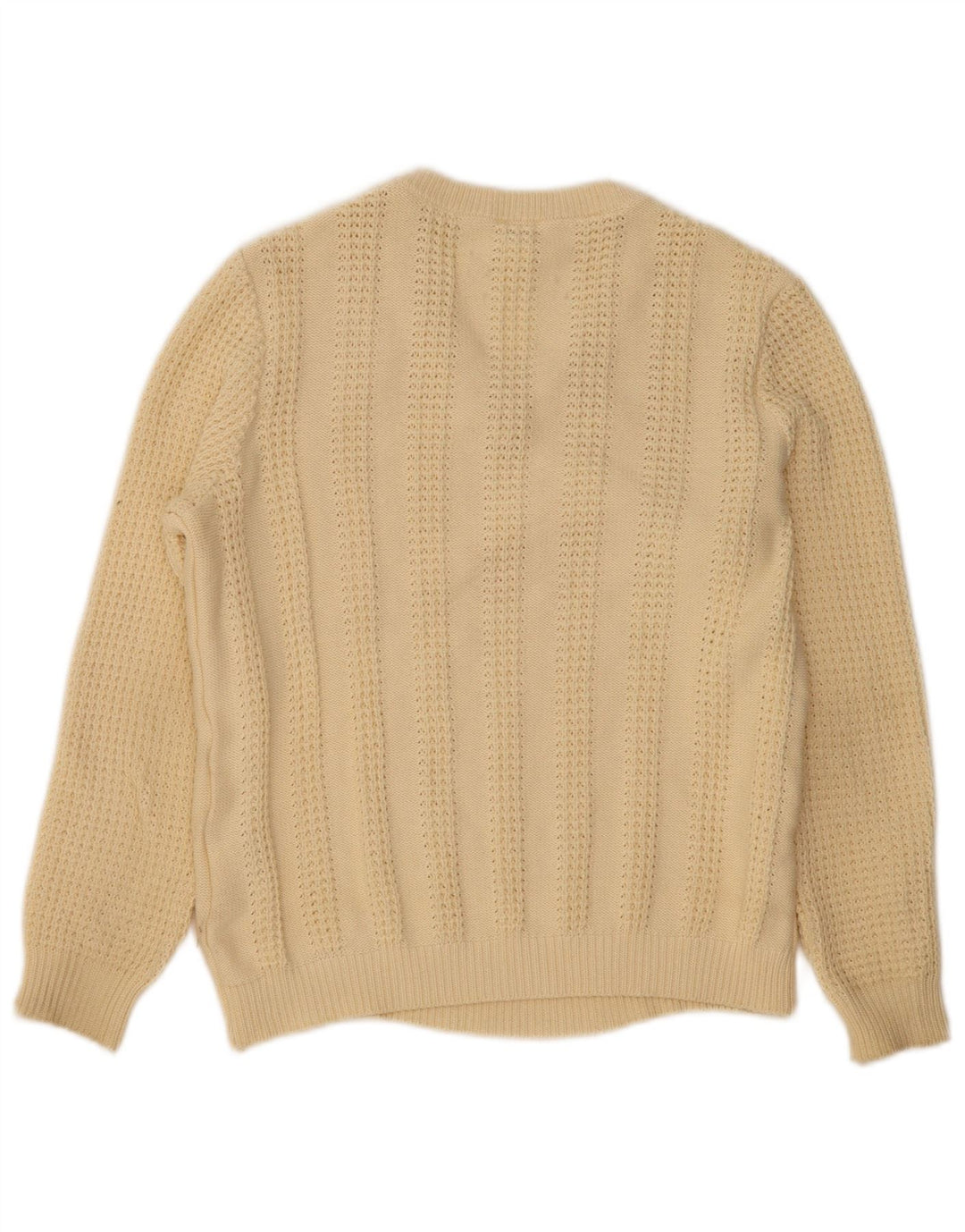 Mona Womens V-Neck Jumper Sweater UK 12 Medium  Beige Cotton