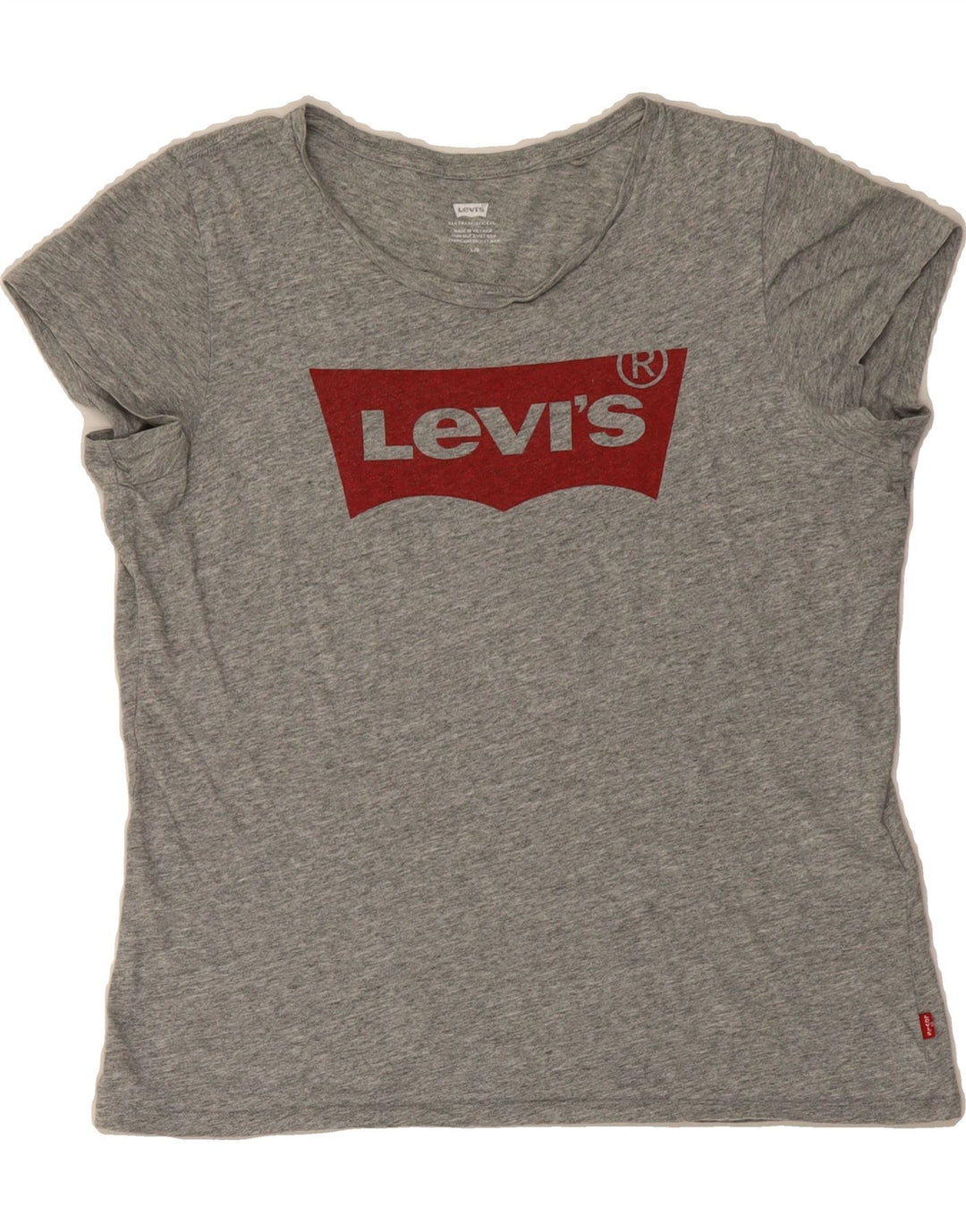 LEVI'S Womens Graphic T-Shirt Top UK 16 Large Grey Cotton Vintage Levi's and Second-Hand Levi's from Messina Hembry 