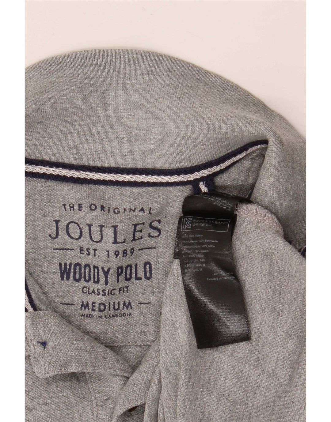 Joules Mens Classic Fit Polo Shirt Medium Grey Cotton