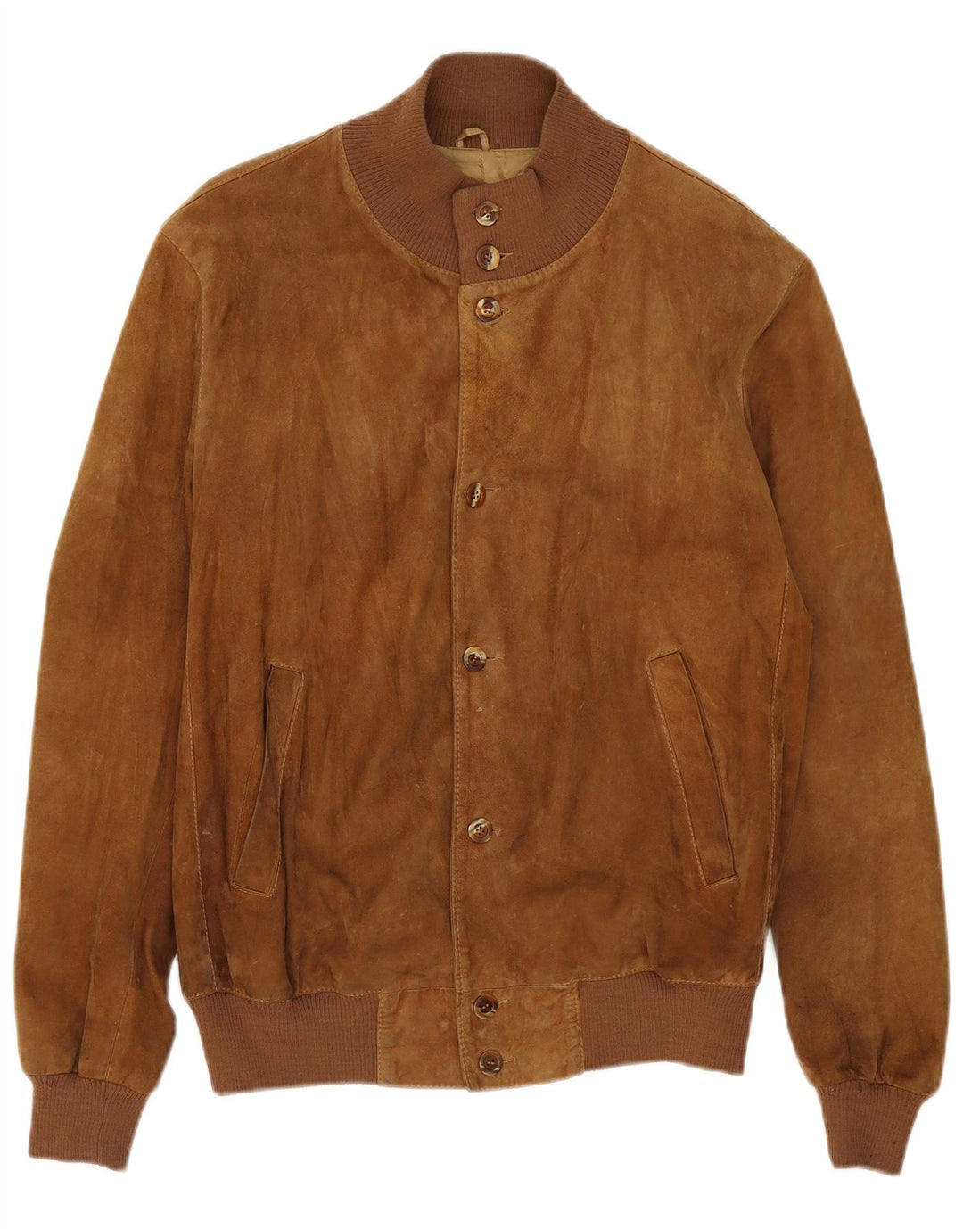 Vintage Mens Suede Bomber Jacket UK 40 Large Beige Leather
