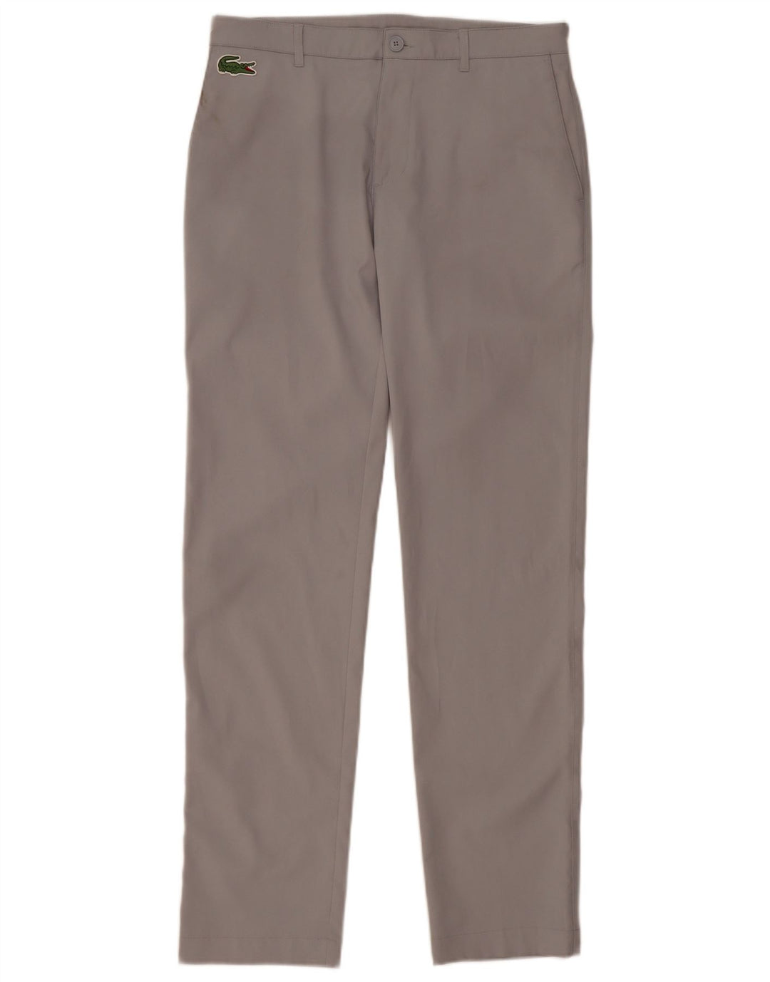 Lacoste Mens Slim Chino Trousers Size 40 Medium W32 L33 Grey Polyester