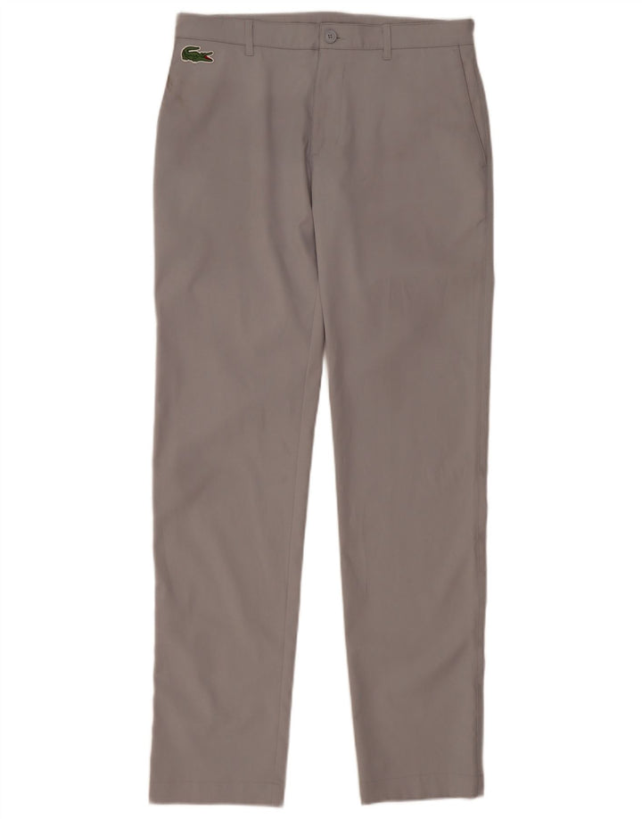 Lacoste Mens Slim Chino Trousers Size 40 Medium W32 L33 Grey Polyester