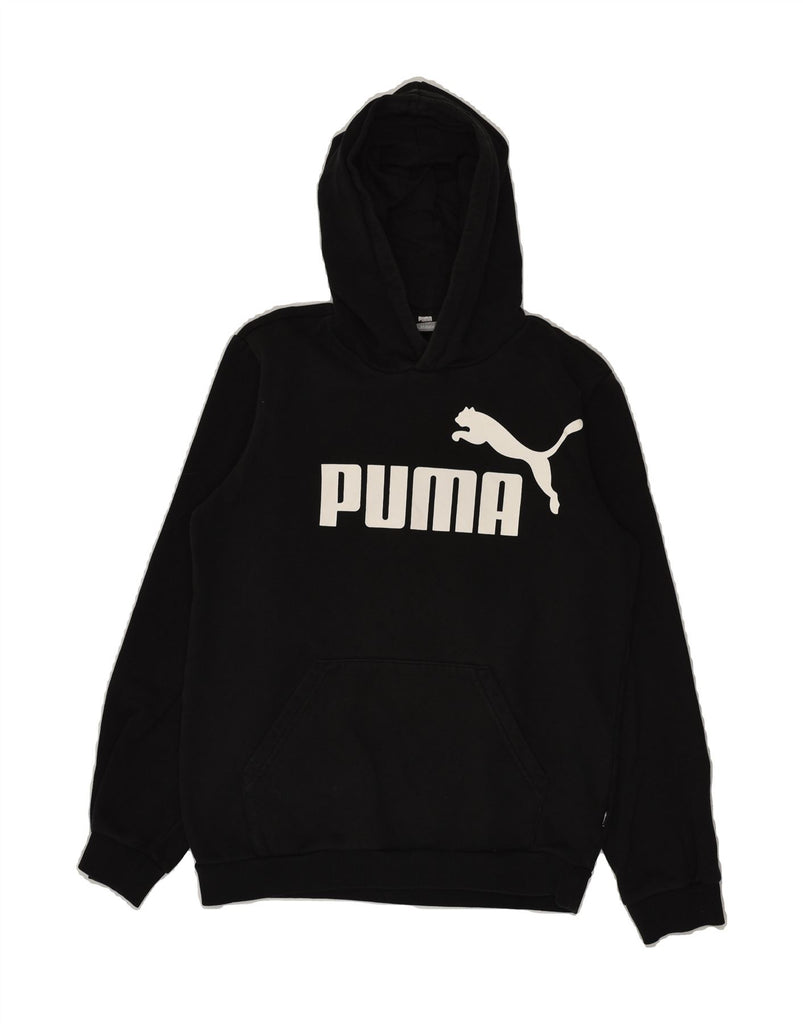 PUMA Boys Graphic Hoodie Jumper 13-14 Years Black Cotton | Vintage Puma | Thrift | Second-Hand Puma | Used Clothing | Messina Hembry 