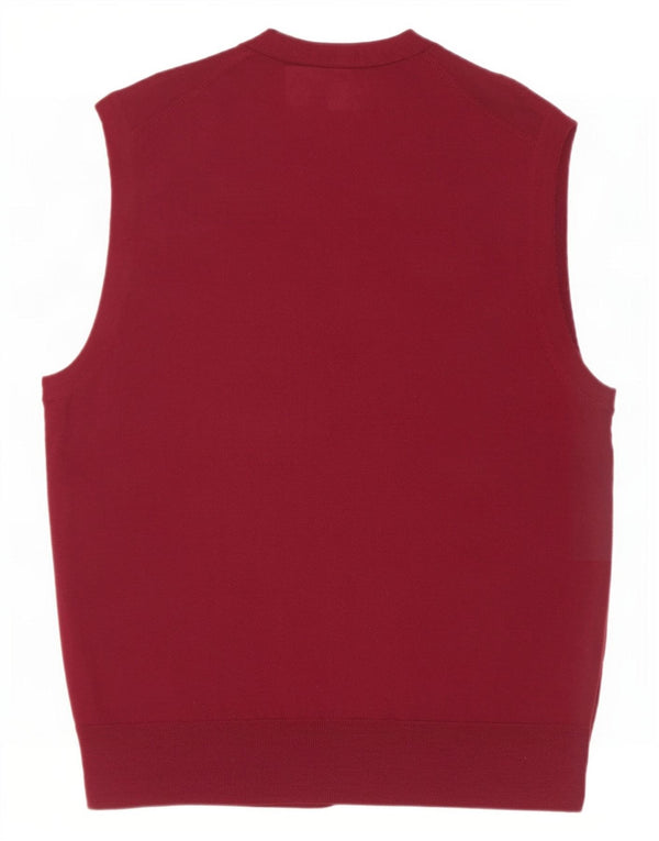 Brooks Brothers Mens Sleeveless Cardigan Sweater Large Burgundy Wool