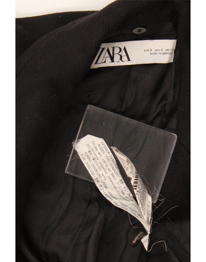 ZARA Womens Overcoat UK 10 Small Black Wool