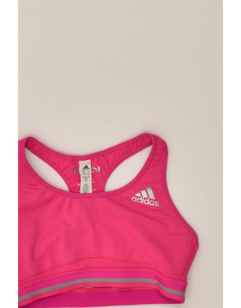 ADIDAS Womens Sport Bra Top UK 8-10 Small Pink Polyester | Vintage Adidas | Thrift | Second-Hand Adidas | Used Clothing | Messina Hembry 