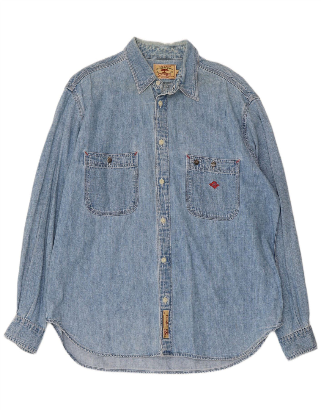 COTTON BELT Mens Denim Shirt Large Blue Cotton