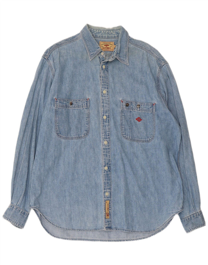 COTTON BELT Mens Denim Shirt Large Blue Cotton