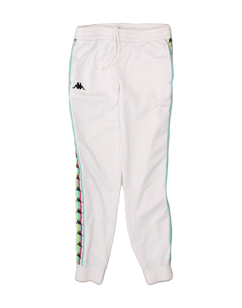 KAPPA Womens Graphic Tracksuit Trousers Joggers UK 10 Small White | Vintage Kappa | Thrift | Second-Hand Kappa | Used Clothing | Messina Hembry 