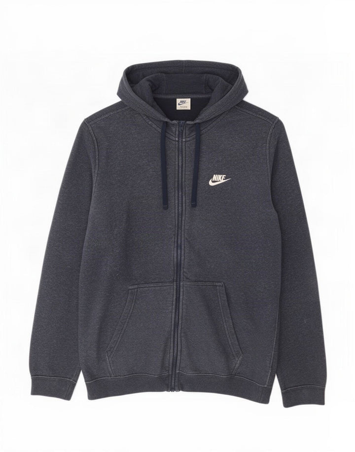 Nike Mens Zip Hoodie Sweater Medium Navy Blue Cotton