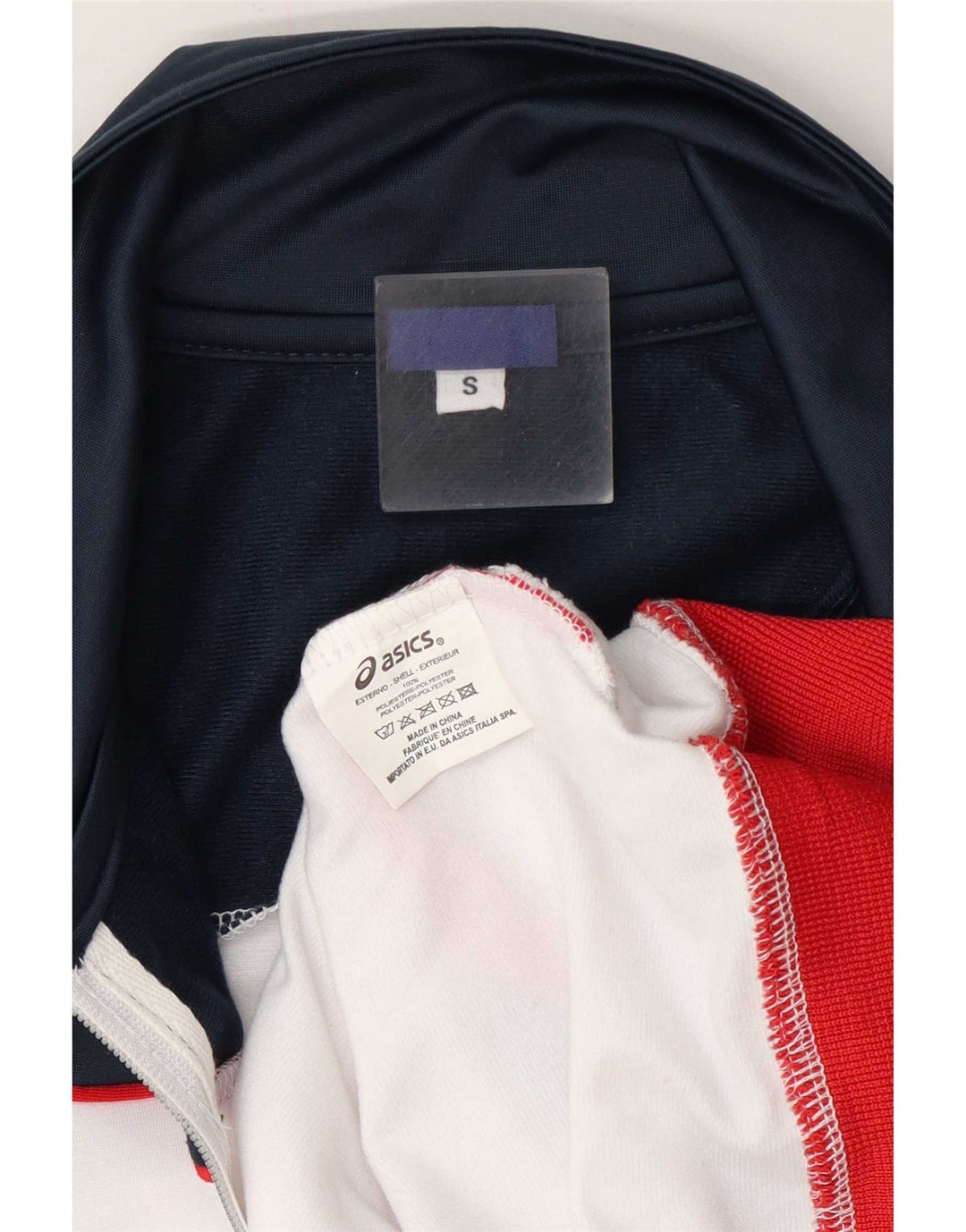 Asics Mens Tracksuit Top Jacket Small White Colourblock Polyester