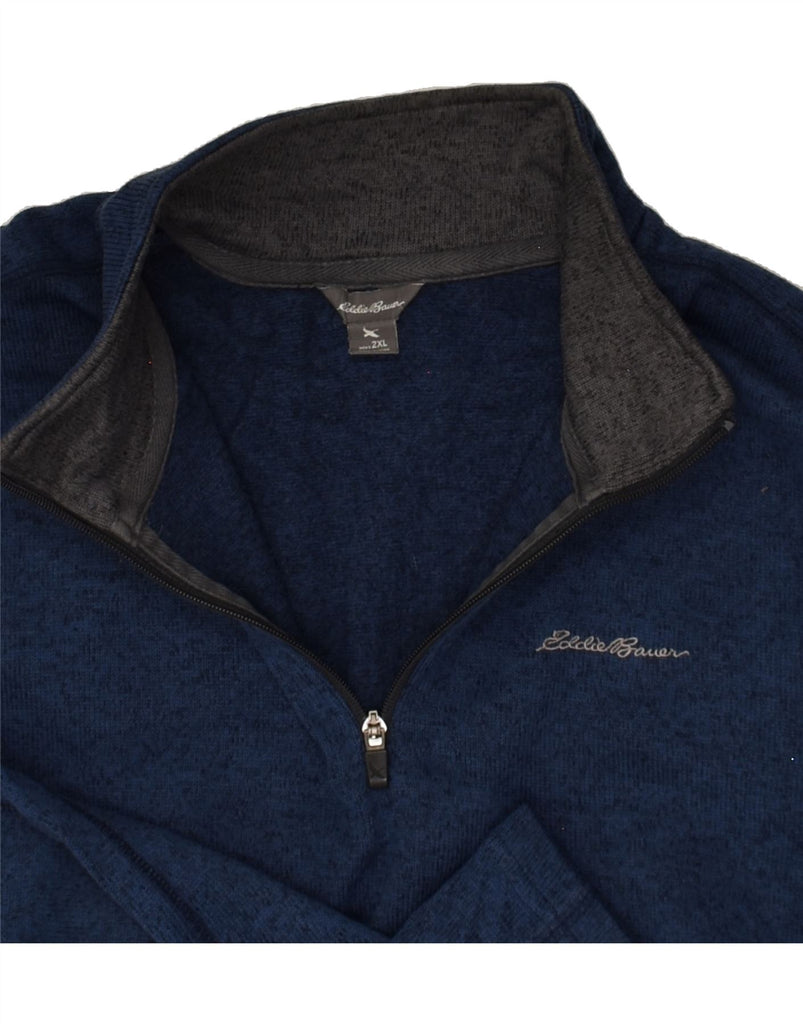 EDDIE BAUER Mens Zip Neck Sweatshirt Jumper 2XL Navy Blue Flecked | Vintage Eddie Bauer | Thrift | Second-Hand Eddie Bauer | Used Clothing | Messina Hembry 