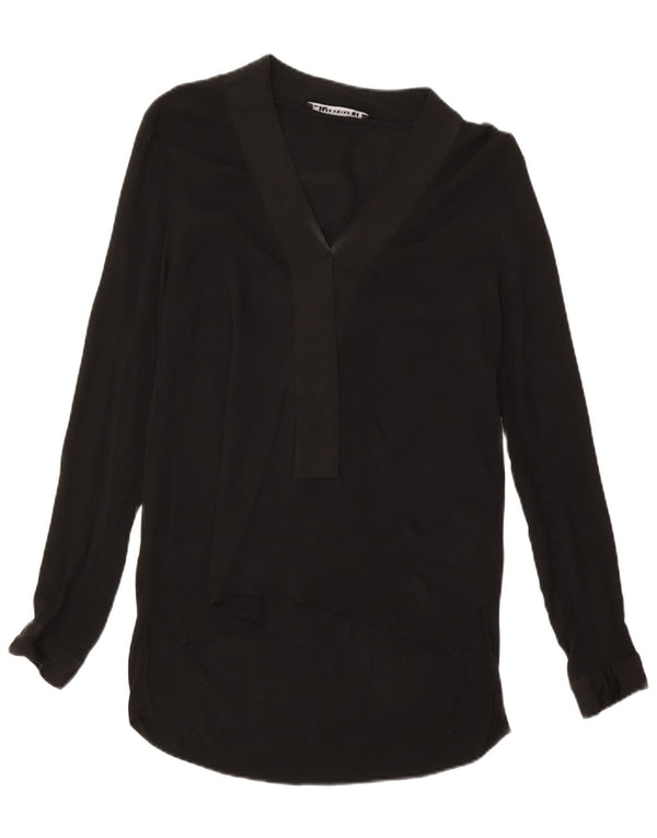Zara Womens Long Sleeve Blouse Top UK 14 Medium Black Viscose
