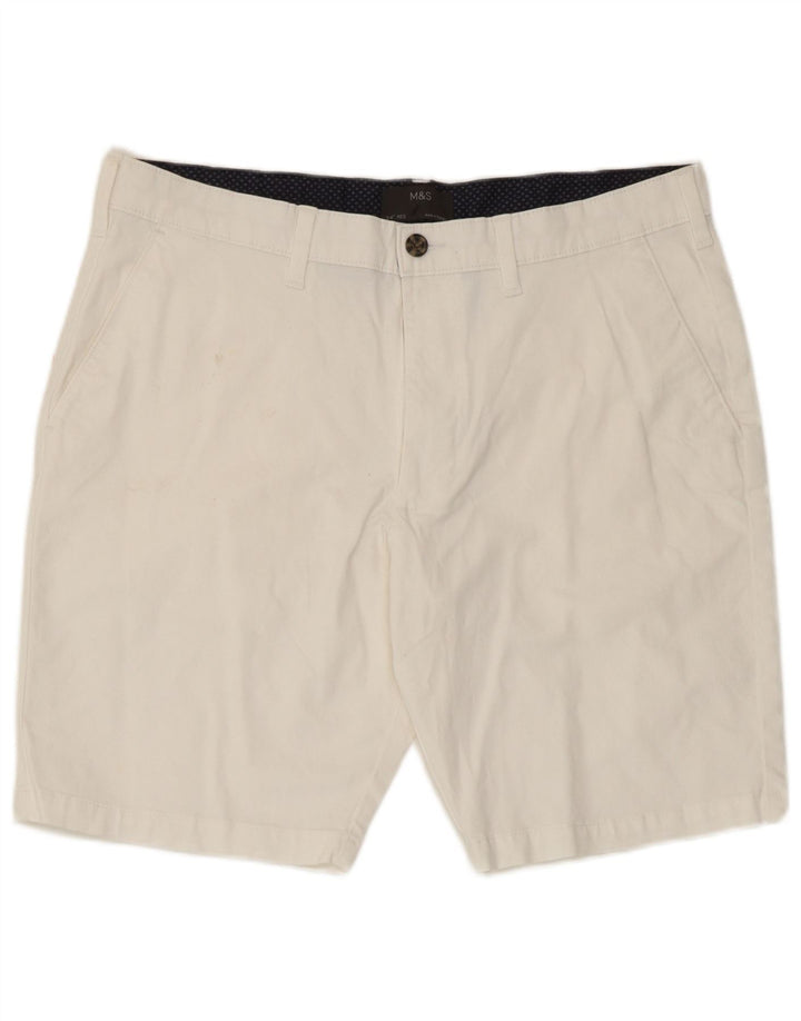 Marks & Spencer Mens Chino Shorts W34 Large White Cotton