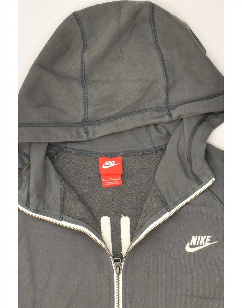 NIKE Mens Graphic Zip Hoodie Sweater Medium Grey Cotton | Vintage Nike | Thrift | Second-Hand Nike | Used Clothing | Messina Hembry 