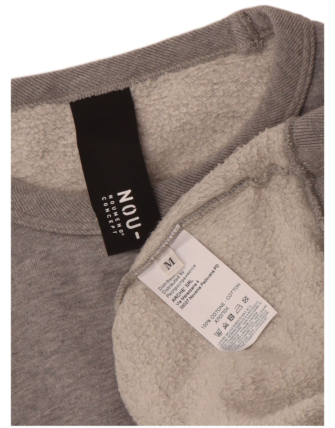 NOUMENO CONCEPT Mens Graphic Sweatshirt Jumper Medium Grey Cotton