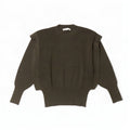 Zara Womens Batwing Crew Neck Jumper Sweater UK 10 Small Khaki Wool