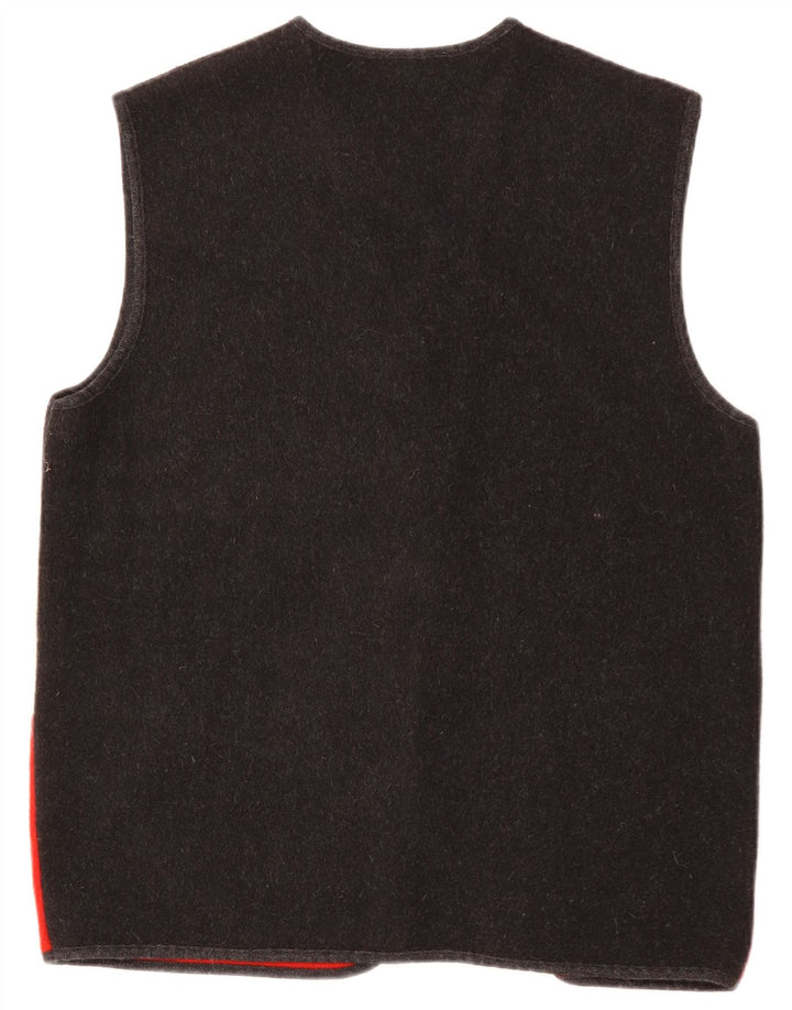 Fancy Fully Womens Graphic Gilet UK 14 Medium Grey Colourblock Wool