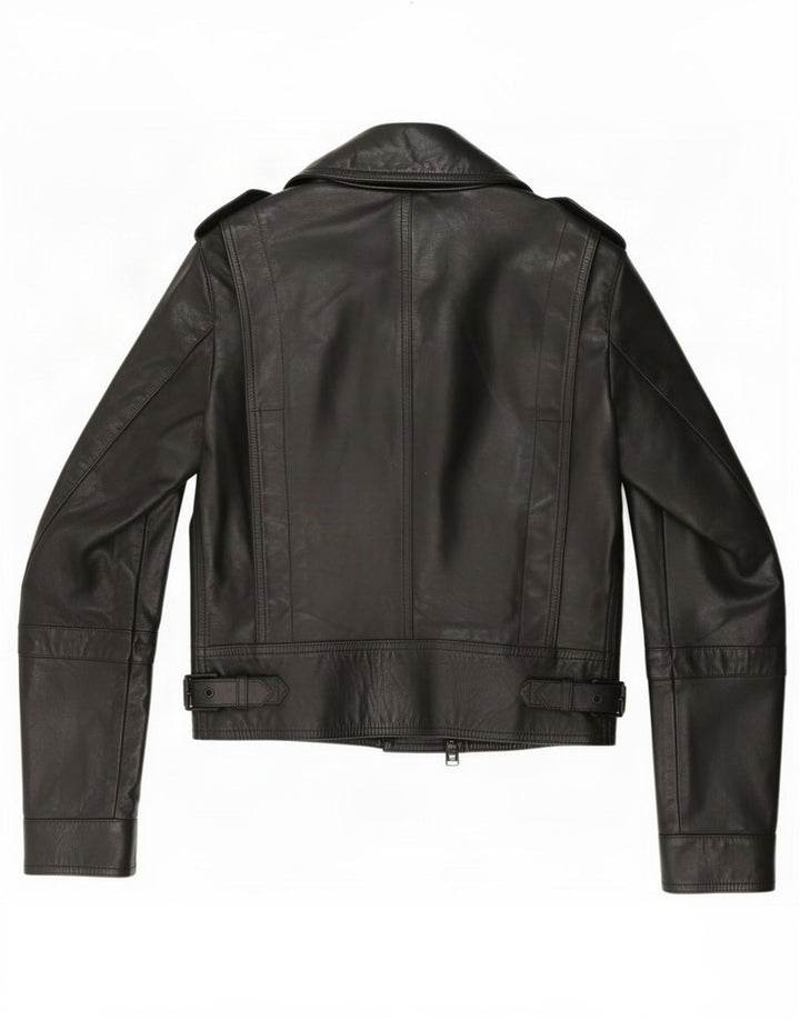 Belstaff Womens Leather Biker Jacket IT 38 XS Black