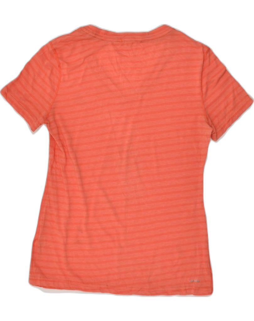 ADIDAS Womens T-Shirt Top UK 8 Small Orange Striped Polyester | Vintage Adidas | Thrift | Second-Hand Adidas | Used Clothing | Messina Hembry 