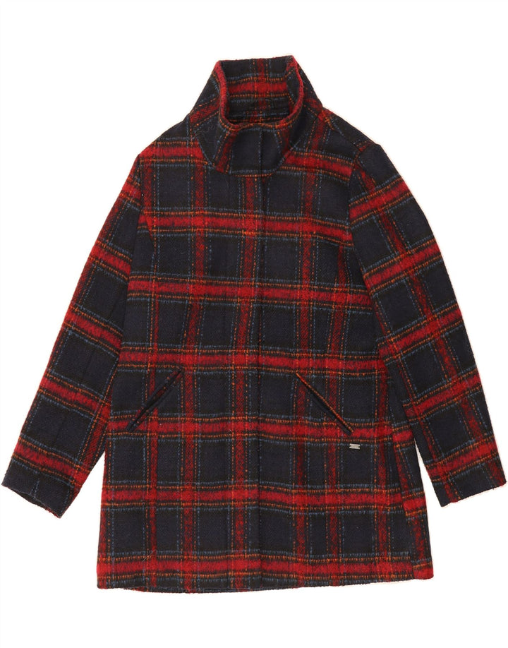 PACO BOUTIQUE Womens Overcoat UK 14 Medium Navy Blue Check Polyester Vintage Paco Boutique and Second-Hand Paco Boutique from Messina Hembry 