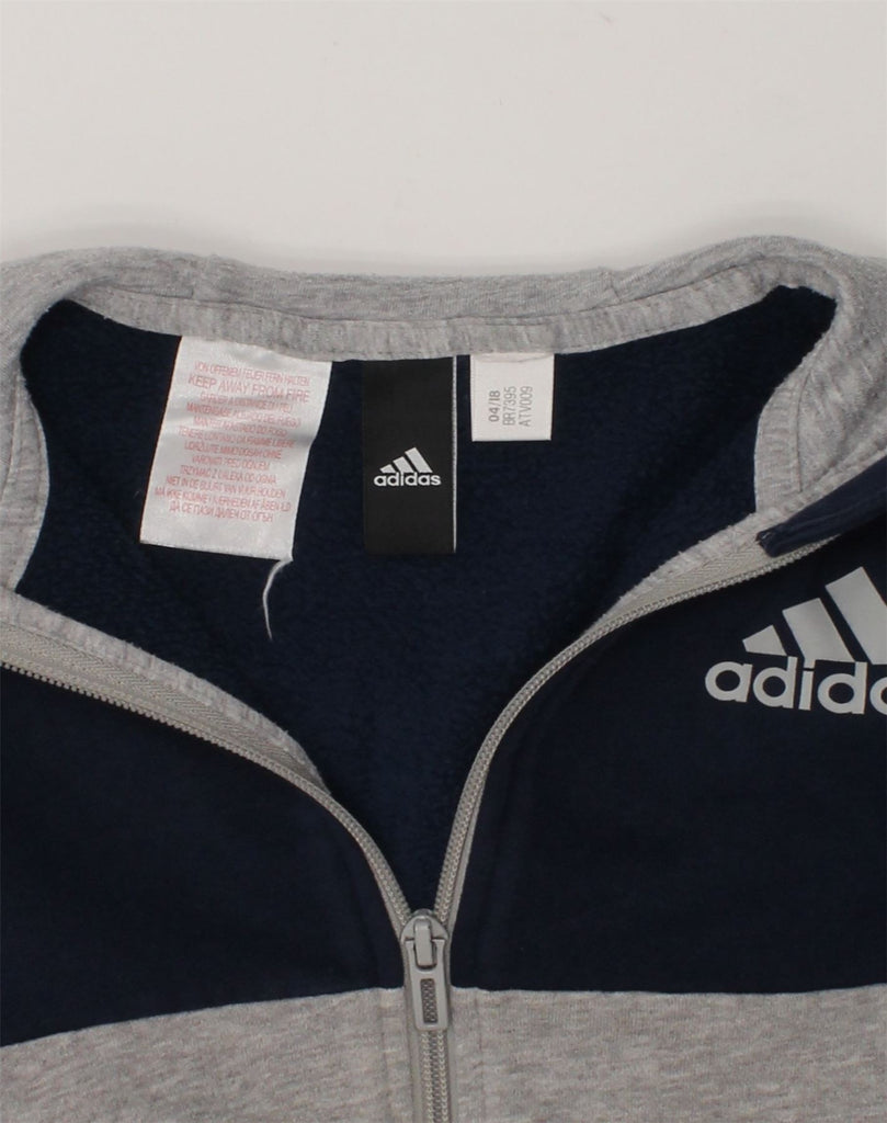 ADIDAS Boys Zip Hoodie Sweater 7-8 Years Grey Colourblock | Vintage Adidas | Thrift | Second-Hand Adidas | Used Clothing | Messina Hembry 