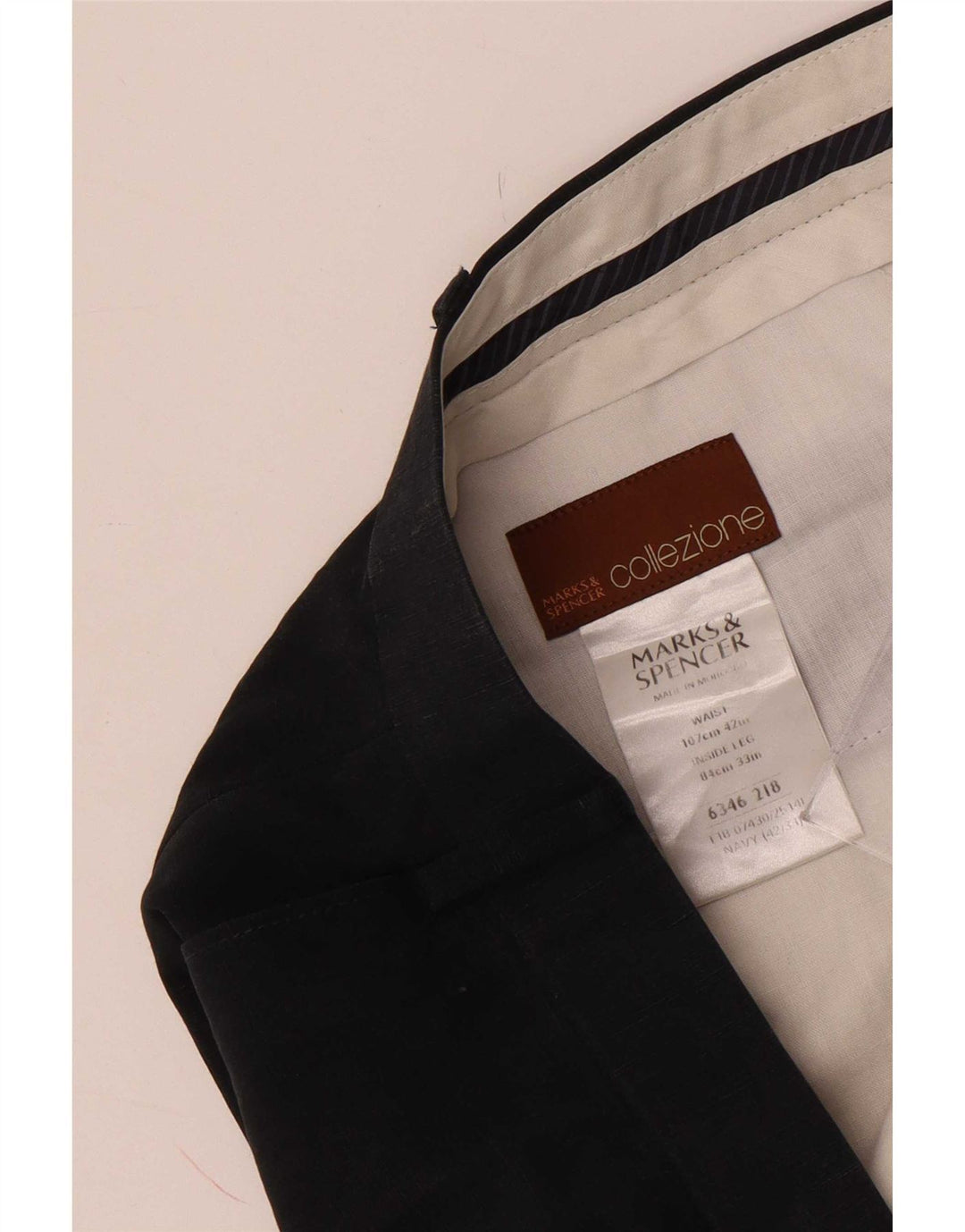 Marks & Spencer Mens Pegged Suit Trousers W42 L33 Navy Blue Lyocell