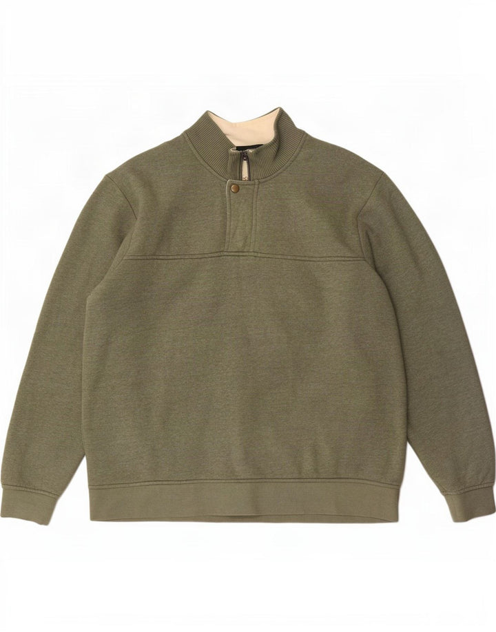 Orvis Mens Zip Neck Sweatshirt Jumper XL Khaki Cotton