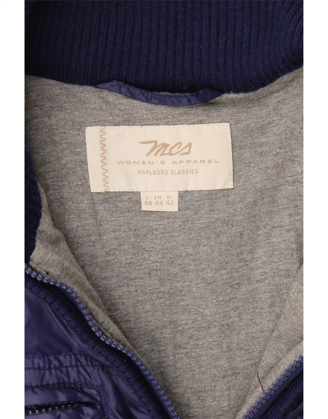 MARLBORO CLASSICS Womens Padded Jacket IT 48 XL Navy Blue Nylon Vintage Marlboro Classics and Second-Hand Marlboro Classics from Messina Hembry 