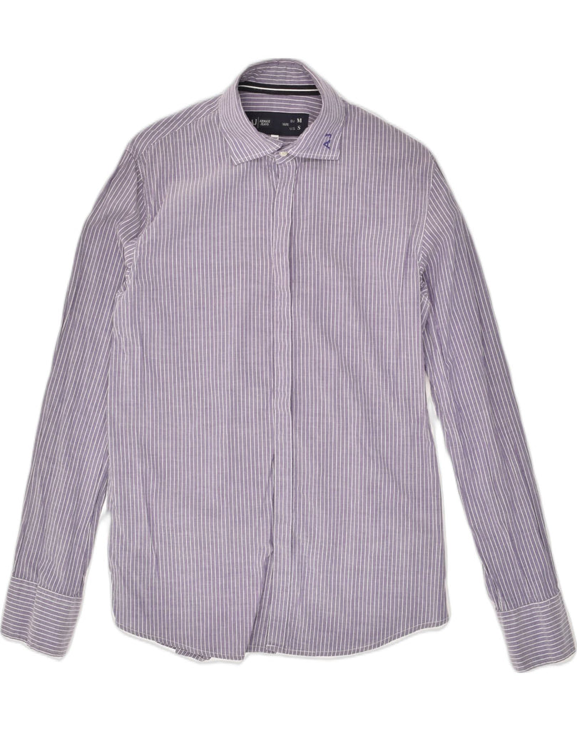 ARMANI JEANS Mens Shirt Medium Purple Pinstripe Cotton | Vintage Armani Jeans | Thrift | Second-Hand Armani Jeans | Used Clothing | Messina Hembry 