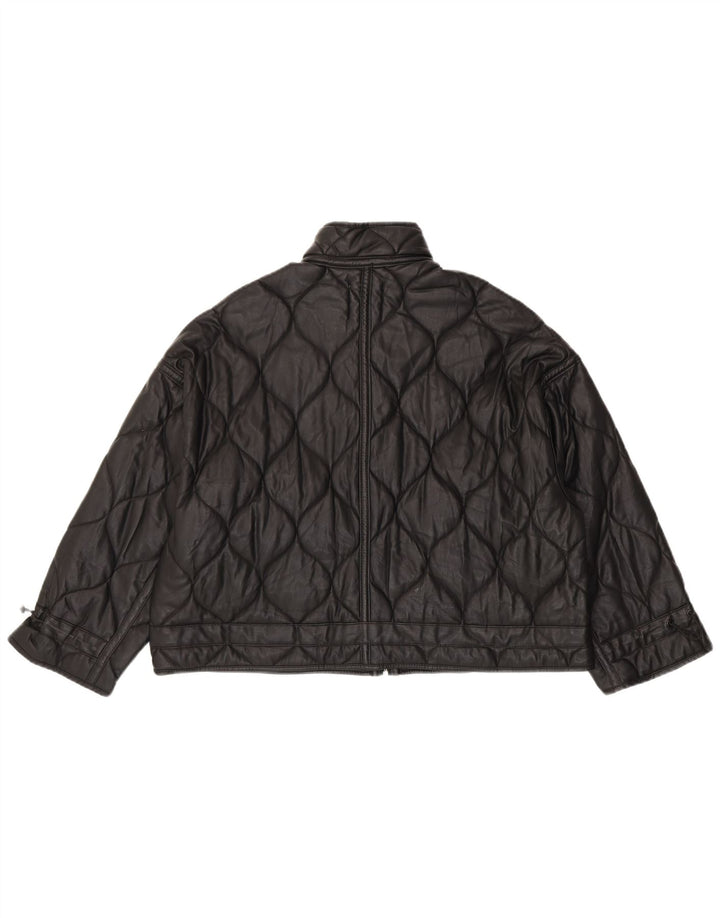 Zara Womens Oversized Quilted Jacket UK 10 Small Black Polyester