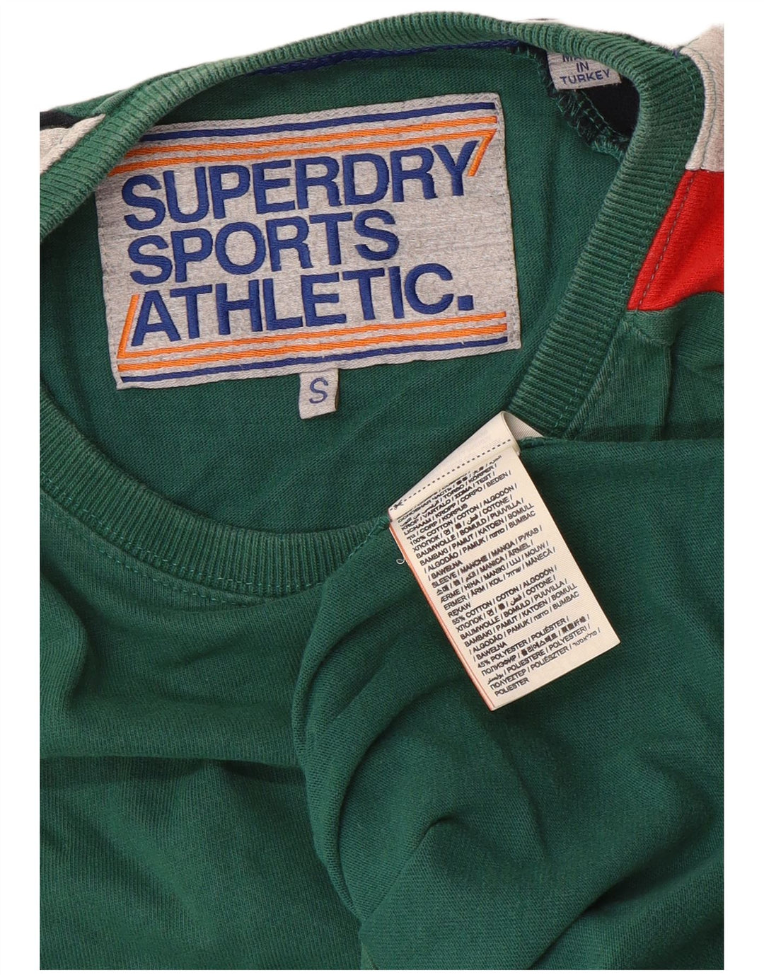 Superdry Mens Graphic Top Long Sleeve Small Green Colourblock Cotton