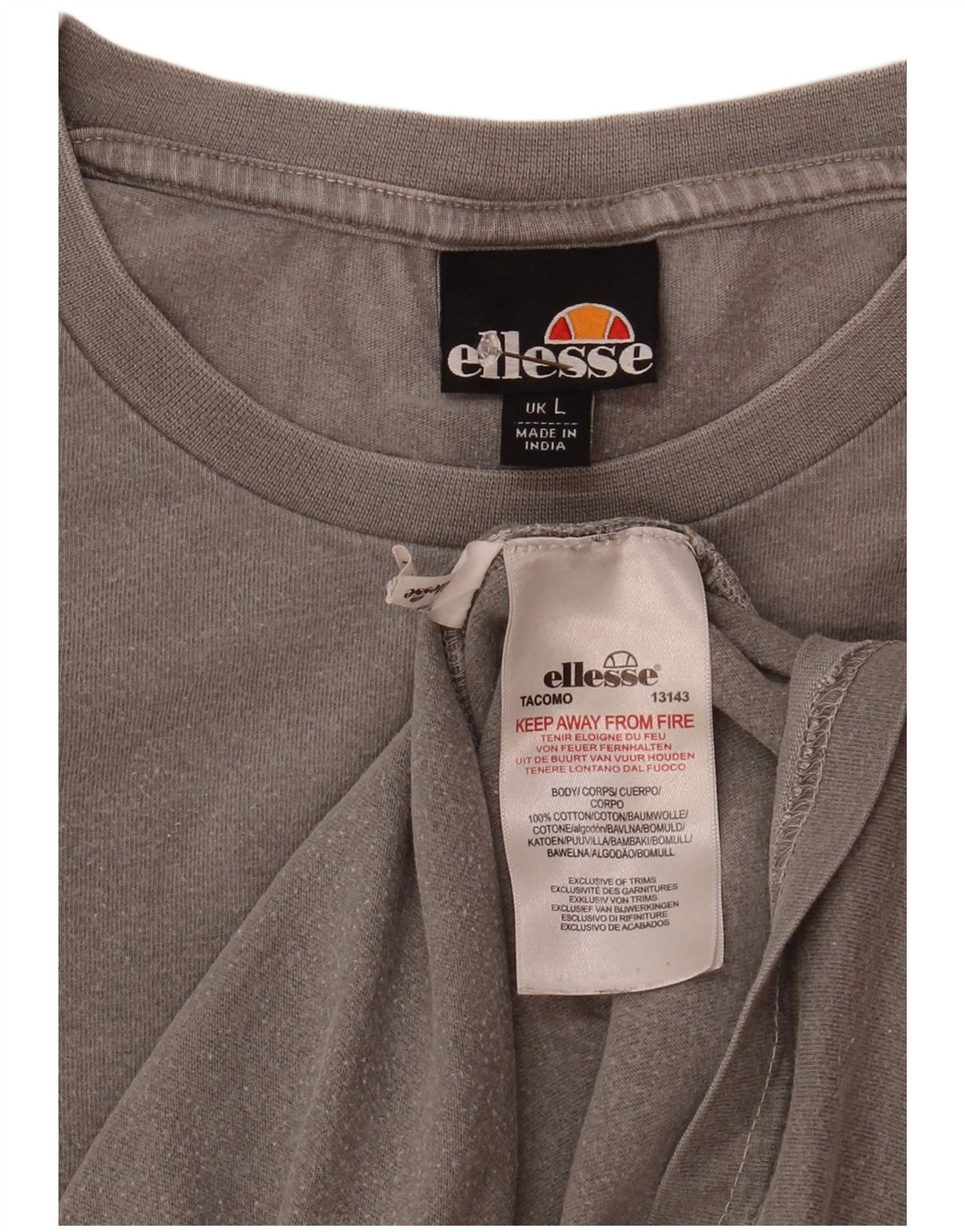 Ellesse Mens T-Shirt Top Large Grey Cotton