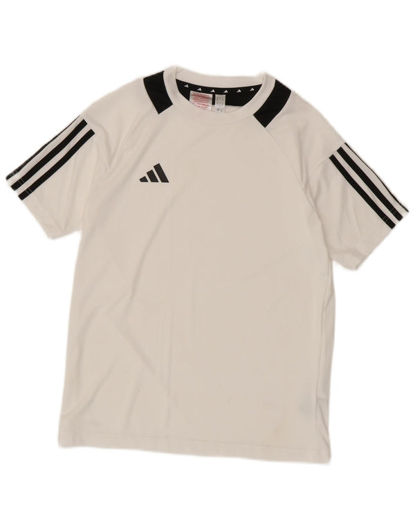 Adidas Boys Aeroready T-Shirt Top 11-12 Years White Colourblock Polyester