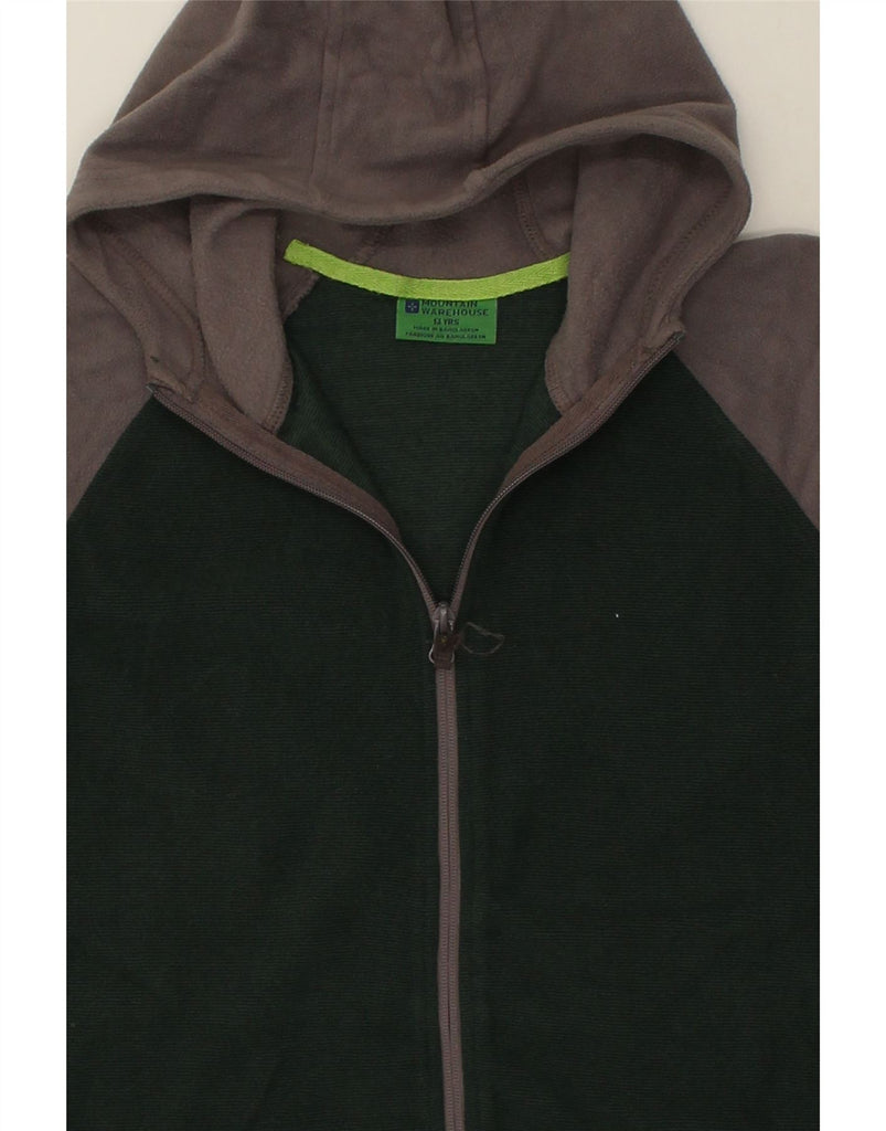 MOUNTAIN WAREHOUSE Boys Hooded Fleece Jacket 12-13 Years Green Colourblock | Vintage Mountain Warehouse | Thrift | Second-Hand Mountain Warehouse | Used Clothing | Messina Hembry 