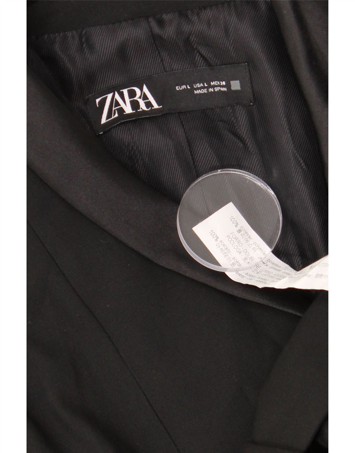 Zara Womens 1 Button Blazer Jacket UK 16 Large Black Polyester Classic