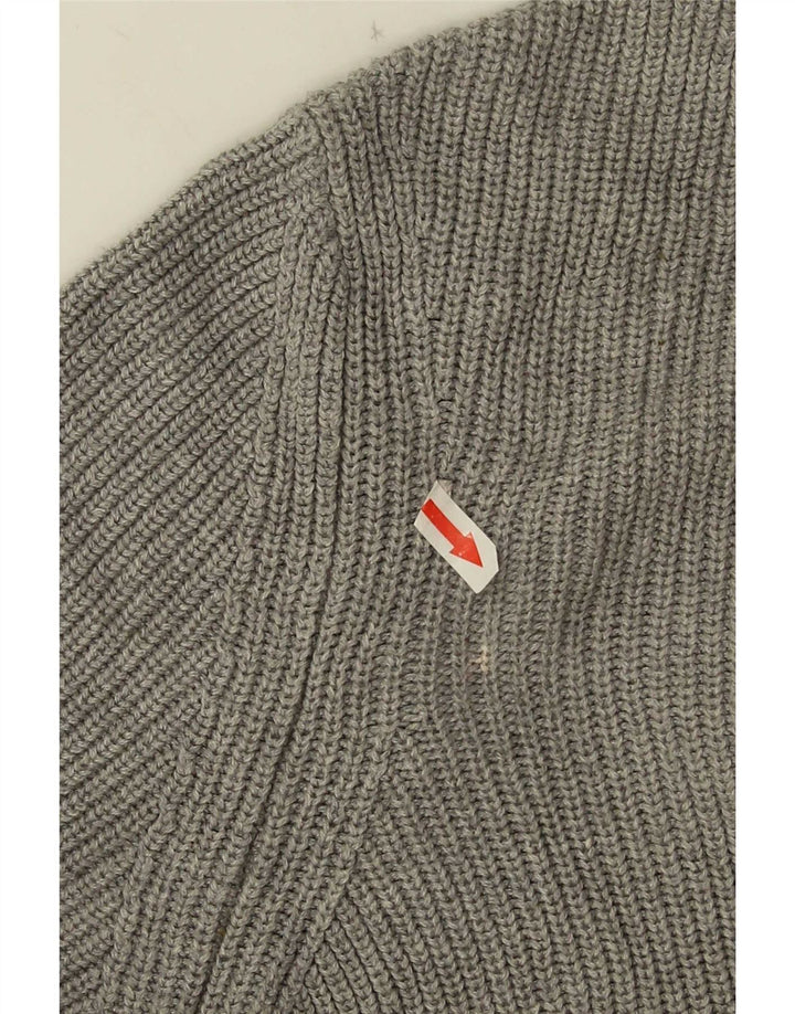 Zara Mens Zip Neck Jumper Sweater Medium Grey Cotton