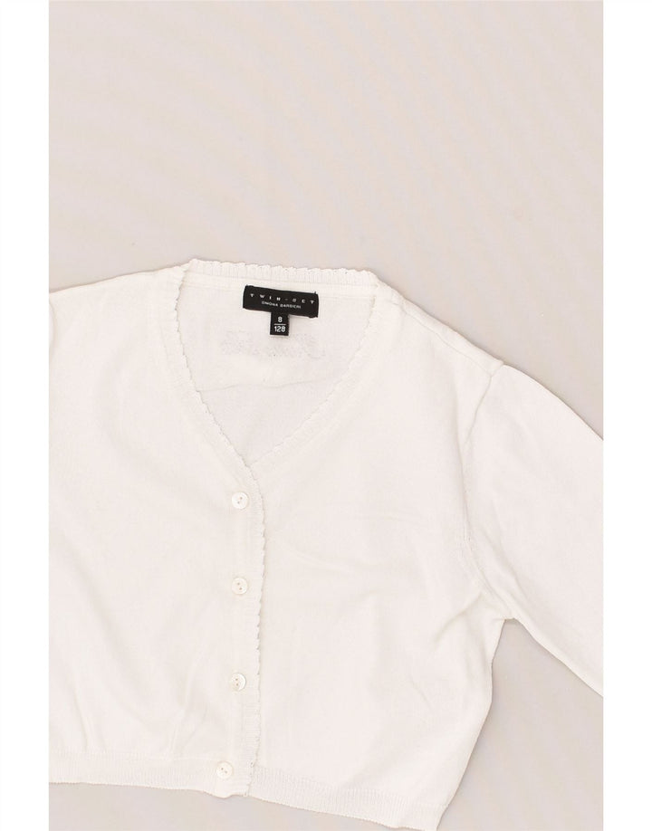 SIMONA BARBIERI Girls Twin-Set Crop Cardigan Sweater 7-8 Years White | Vintage Simona Barbieri | Thrift | Second-Hand Simona Barbieri | Used Clothing | Messina Hembry 