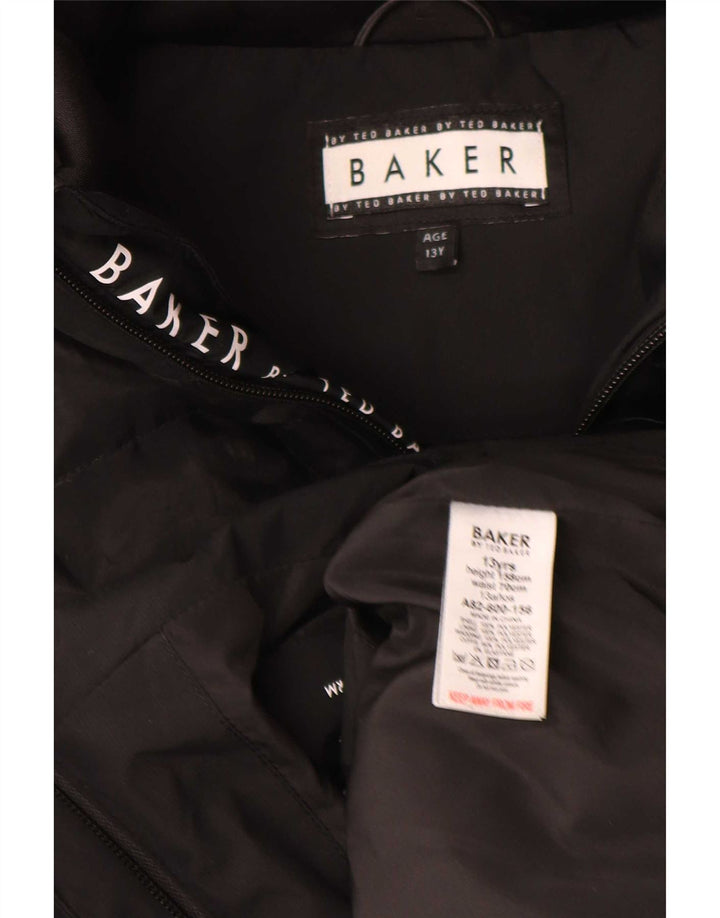 Ted Baker Boys Graphic Hooded Padded Jacket 12-13 Years Black Polyester