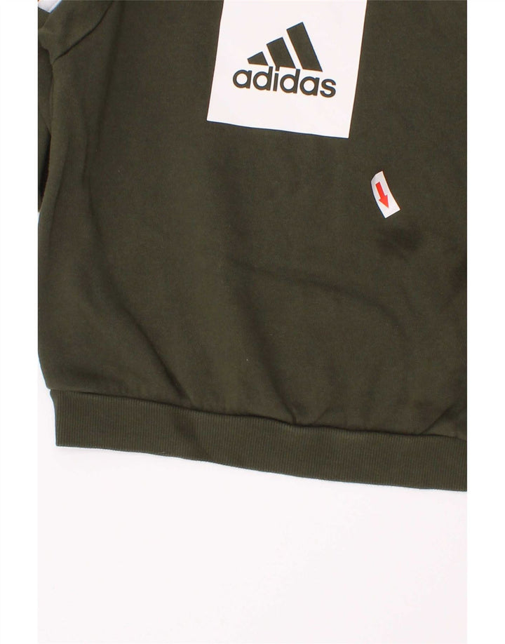 Adidas Boys Graphic Sweatshirt Jumper 3-4 Years Green Cotton